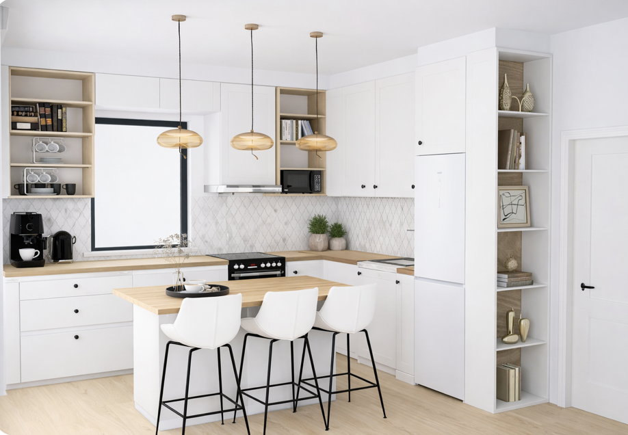 Átgondolt konyha kisgyermekes család mindennapjaihoz